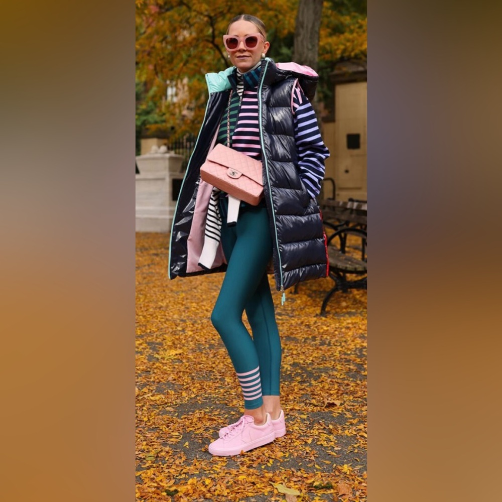 NWT Addison Bay $118 Teal with Pink stripes Legging size XS